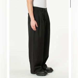Black wool wide legs trousers